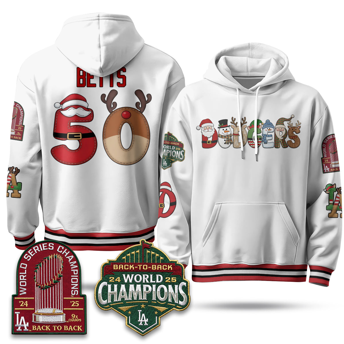 Los Angeles Dodgers 2026 Xmas Edition Hoodie - Stitched