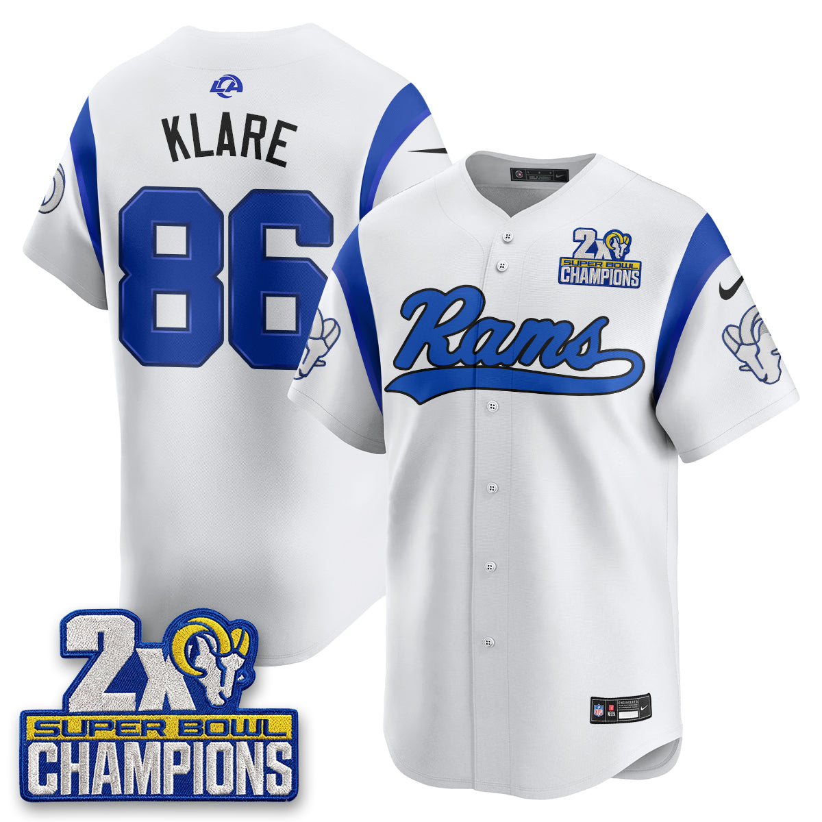 LAR 2X Champs Rivalries Baseball Vapor Jersey - Stitched