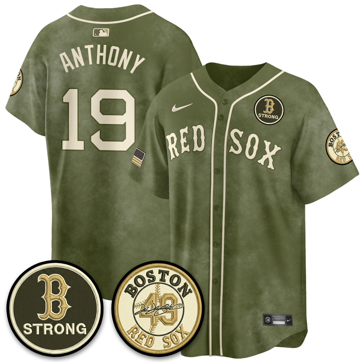 BOS New Era Olive 2026 Armed Forces Day Jersey - All Stitched