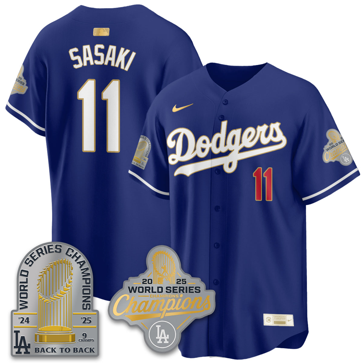 LAD Gold Collection Stadium Vapor Limited Jersey - 9x Champs - All Stitched