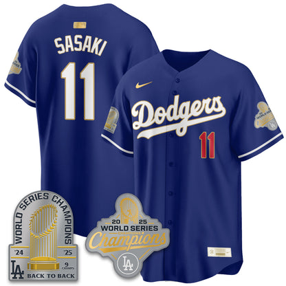 LAD Gold Collection Stadium Vapor Limited Jersey - 9x Champs - All Stitched