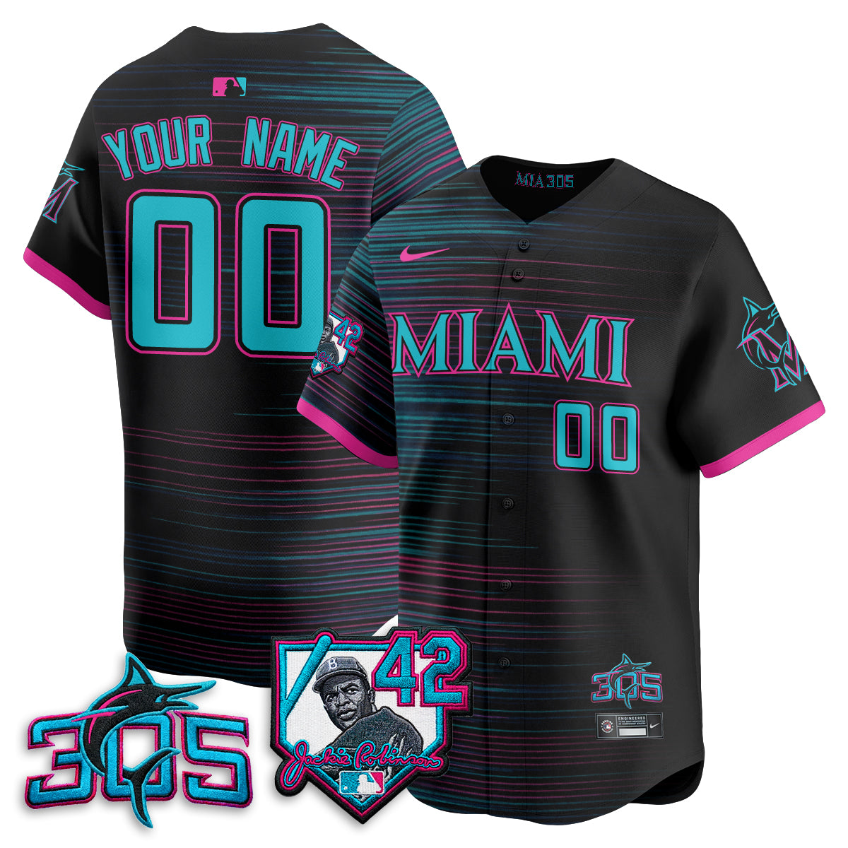 MIA 2026 Jackie Robinson New Era Vapor Custom Limited Jersey - Stitched