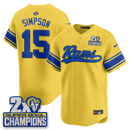 LAR 2X Champs Rivalries Baseball Vapor Jersey - Stitched