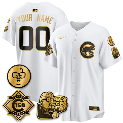 Chicago Cubs 150th Anniversary Harry Caray Holy Cow Vapor Premier Limited Custom Jersey - All Stitched V3
