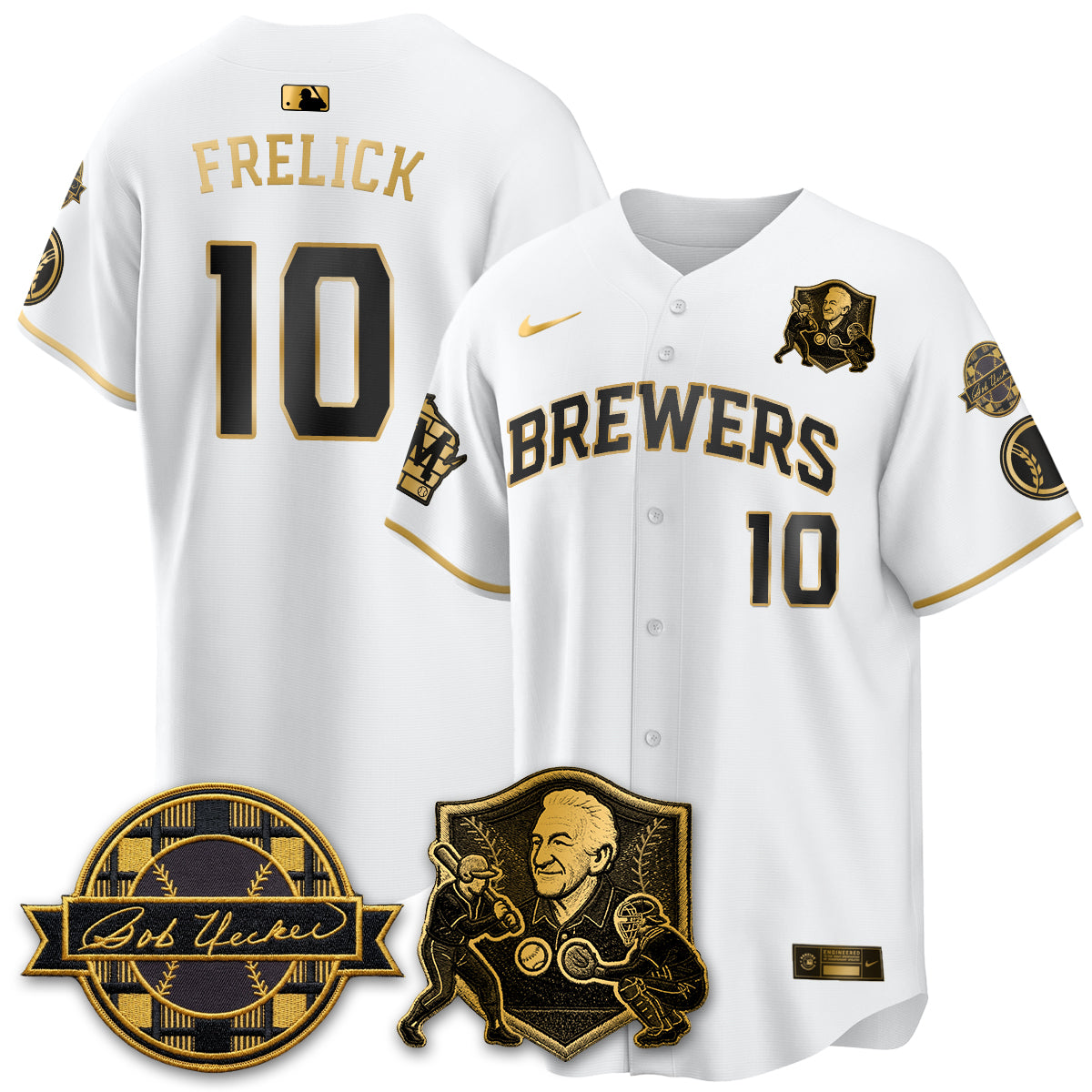 MIL Bob Uecker - 54 Seasons for Brewers' Vapor Limited Gold Jersey - All Stitched