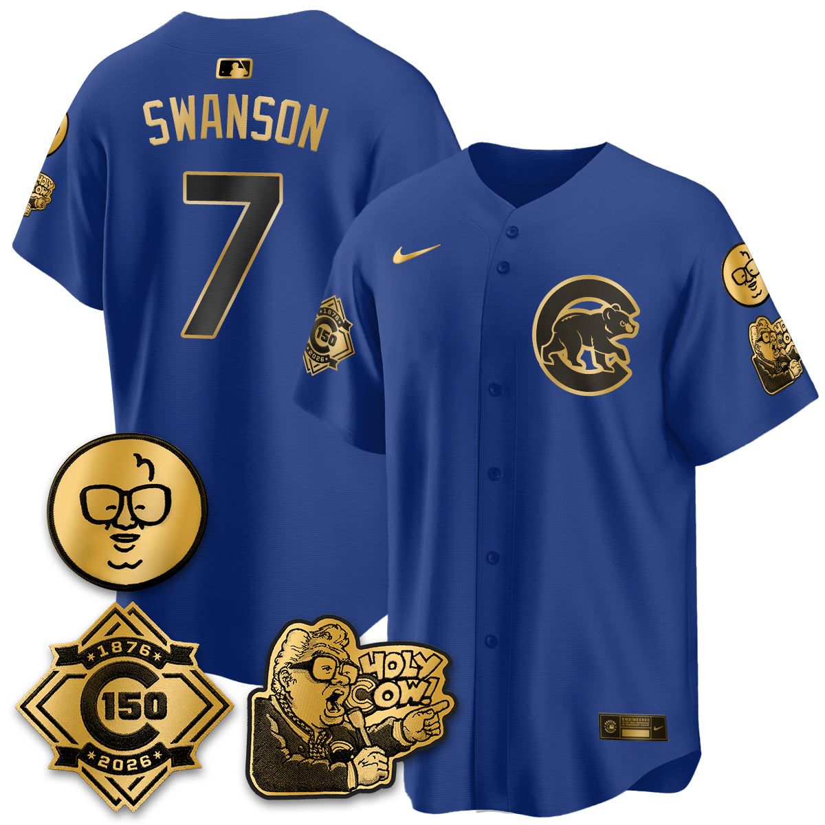 Chicago Cubs 150th Anniversary Harry Caray Holy Cow Vapor Premier Limited Jersey - All Stitched V3