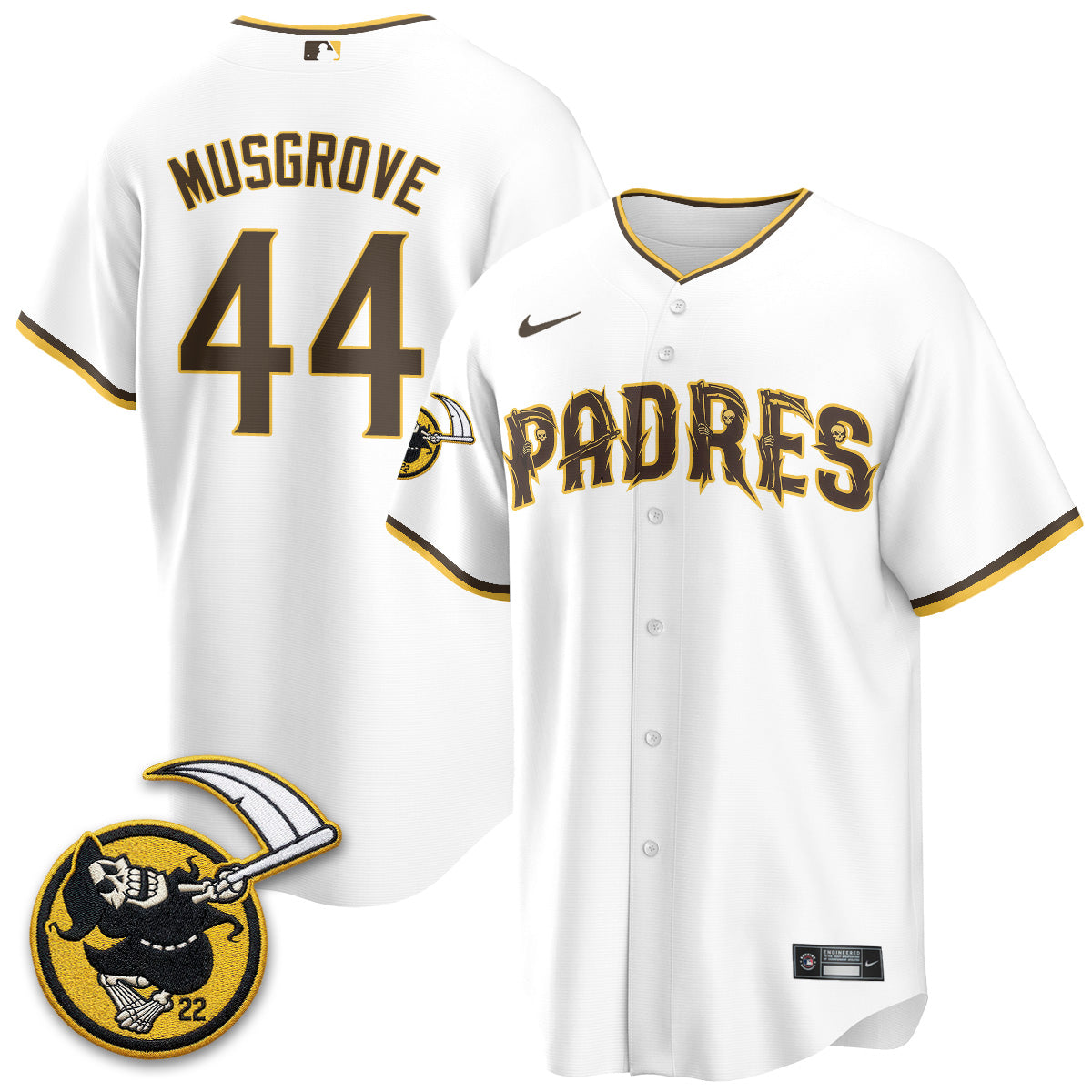 San Diego Padres x Grim Reaper Vapor Jersey - Stitched
