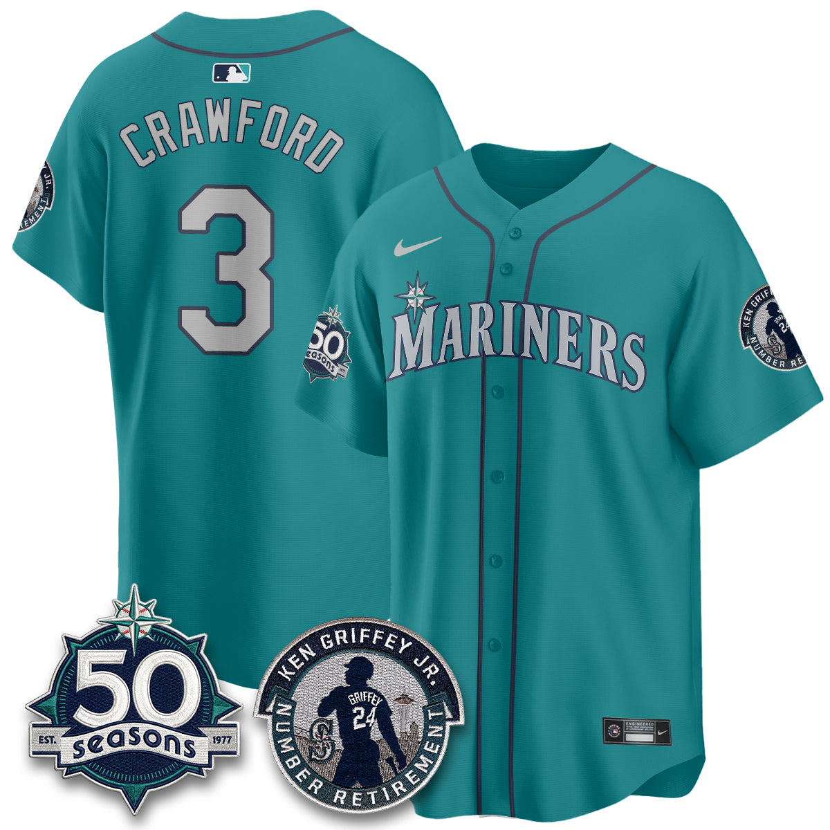 SEA Ken Griffey Jr. Patch Vapor Premier Limited Jersey - All Stitched