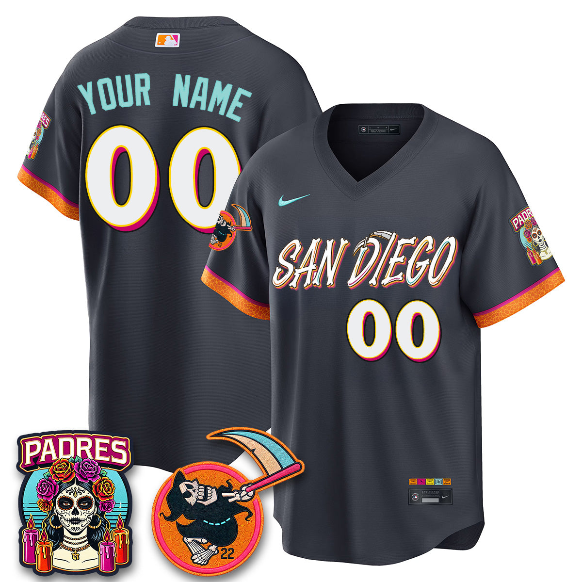 San Diego Padres x Grim Reaper Vapor Custom Jersey - Stitched