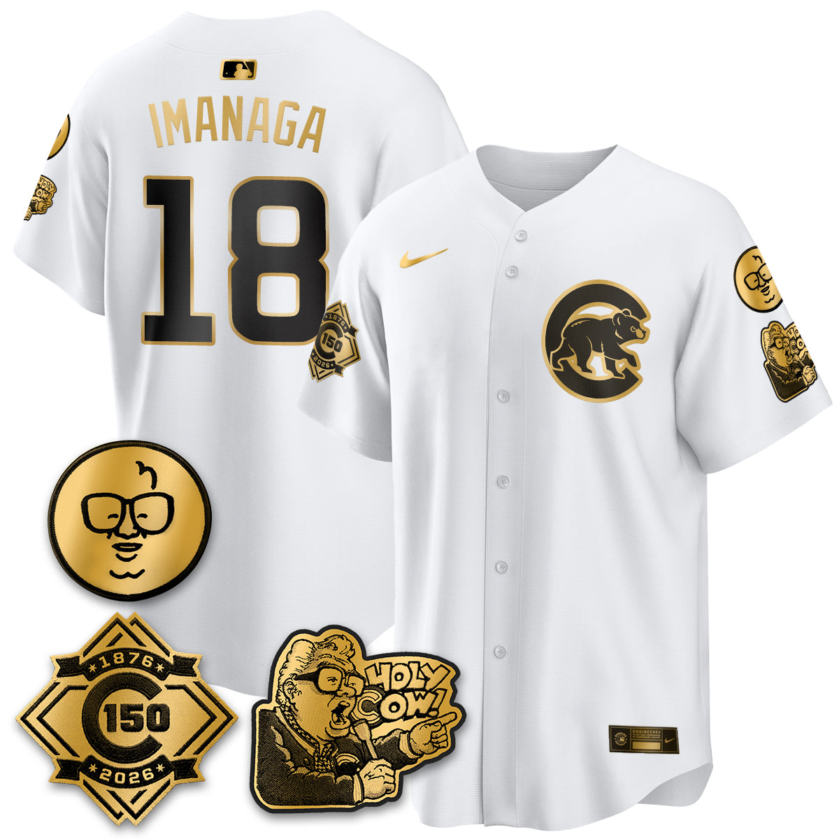 Chicago Cubs 150th Anniversary Harry Caray Holy Cow Vapor Premier Limited Jersey - All Stitched V3