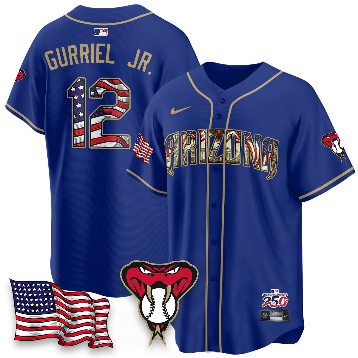 Arizona Diamondbacks 2026 Independence Day USA Vapor Limited Jersey - Stitched-NHM