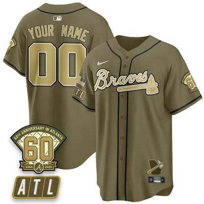 ATL New Era Olive 2026 Armed Forces Day Vapor Limited Custom Jersey - All Stitched