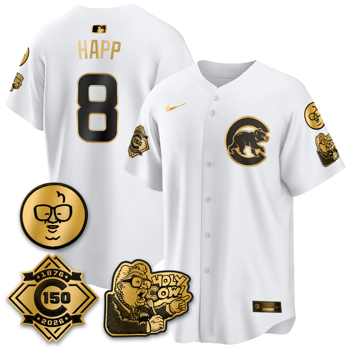 Chicago Cubs 150th Anniversary Harry Caray Holy Cow Vapor Premier Limited Jersey - All Stitched V3