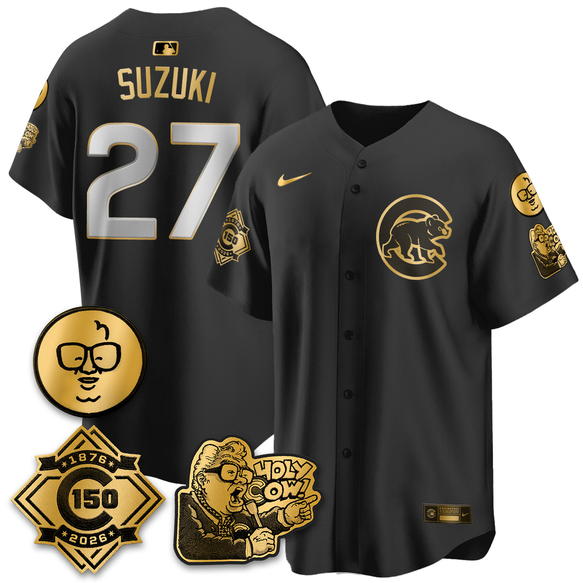 Chicago Cubs 150th Anniversary Harry Caray Holy Cow Vapor Premier Limited Jersey - All Stitched V3
