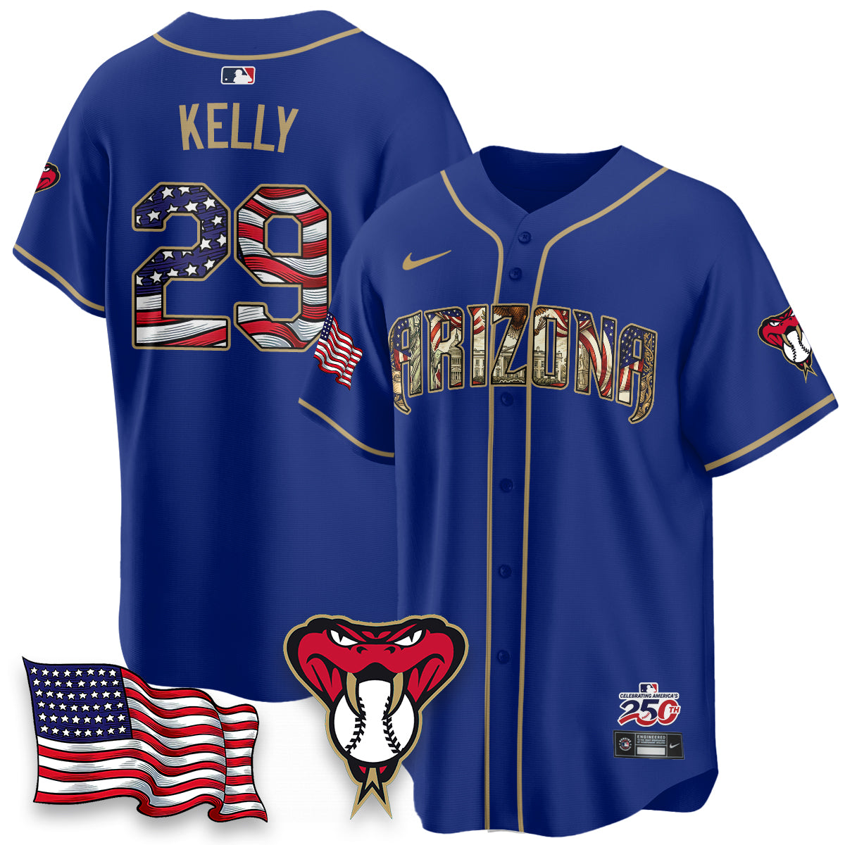 Arizona Diamondbacks 2026 Independence Day USA Vapor Limited Jersey - Stitched-NHM