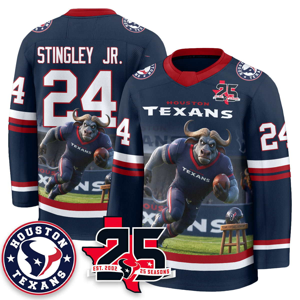 Houston Texans x Bull Chief Edition Hockey Jersey - Printed