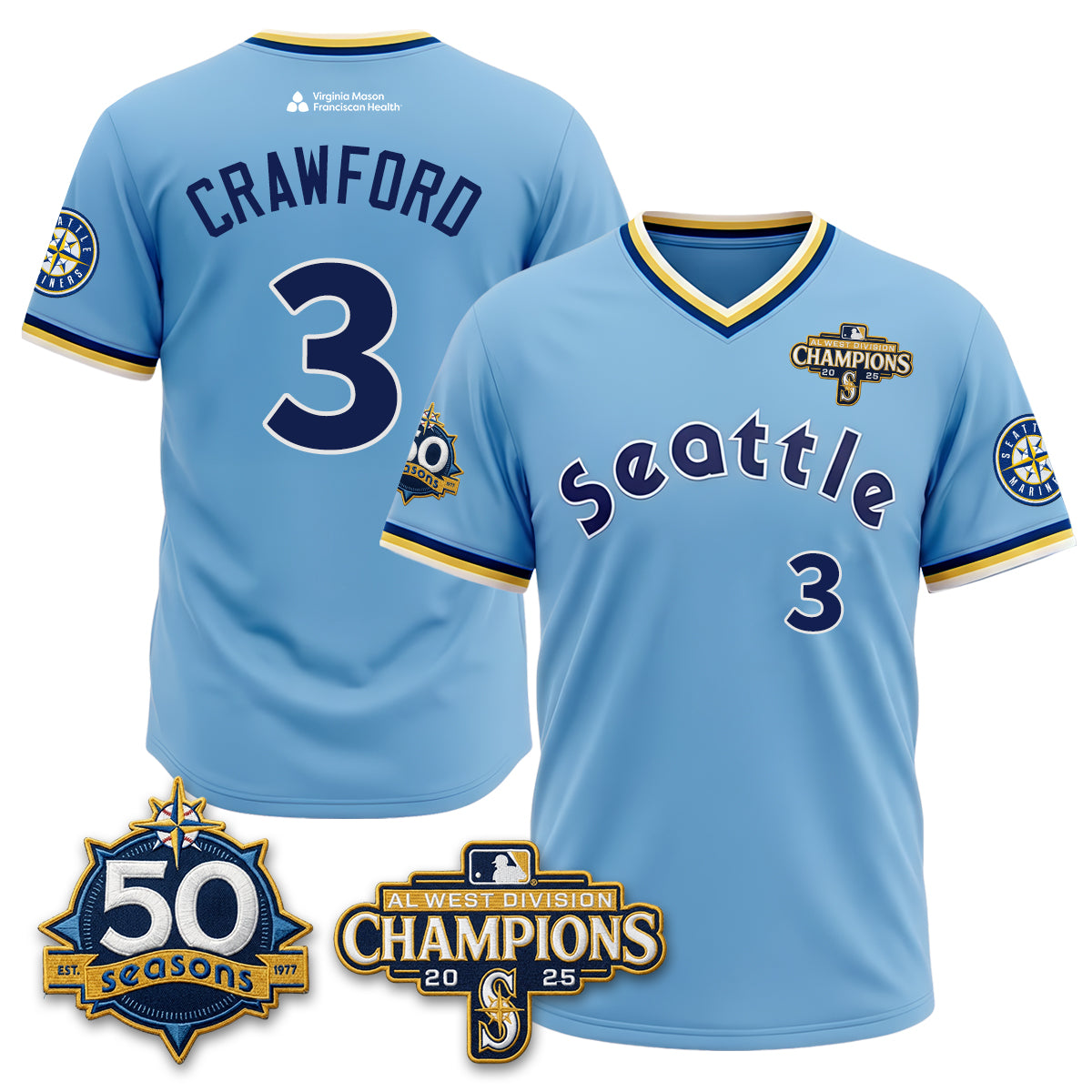 Seattle Mariners 50th Anniversary Throwback Limited Jersey - All Stitched
