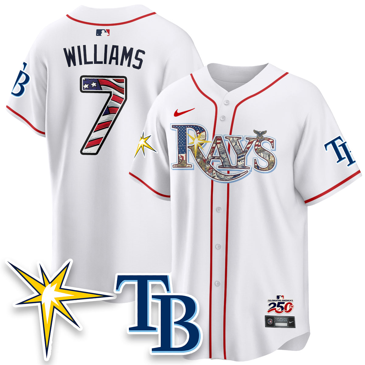 Tampa Bay Rays Independence Day USA 2026 Vapor Limited Jersey - Stitched