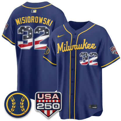 Milwaukee Brewers Fourth of July Vapor Limited Jersey - Stitched