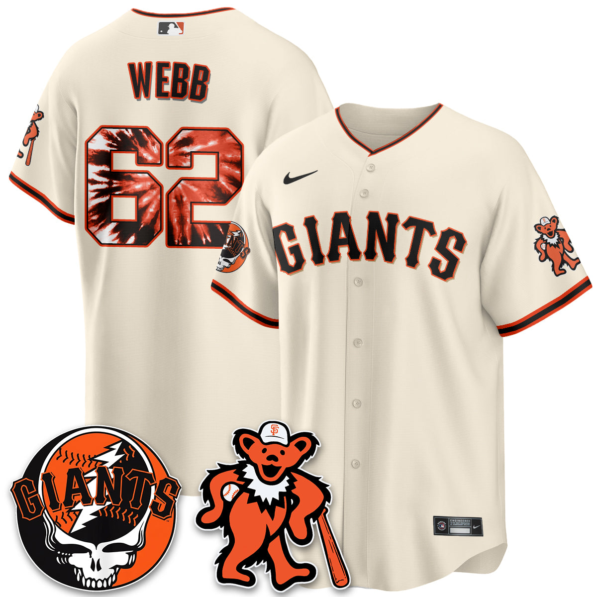 San Francisco Giants x Grateful Dead Vapor Jersey - Stitched