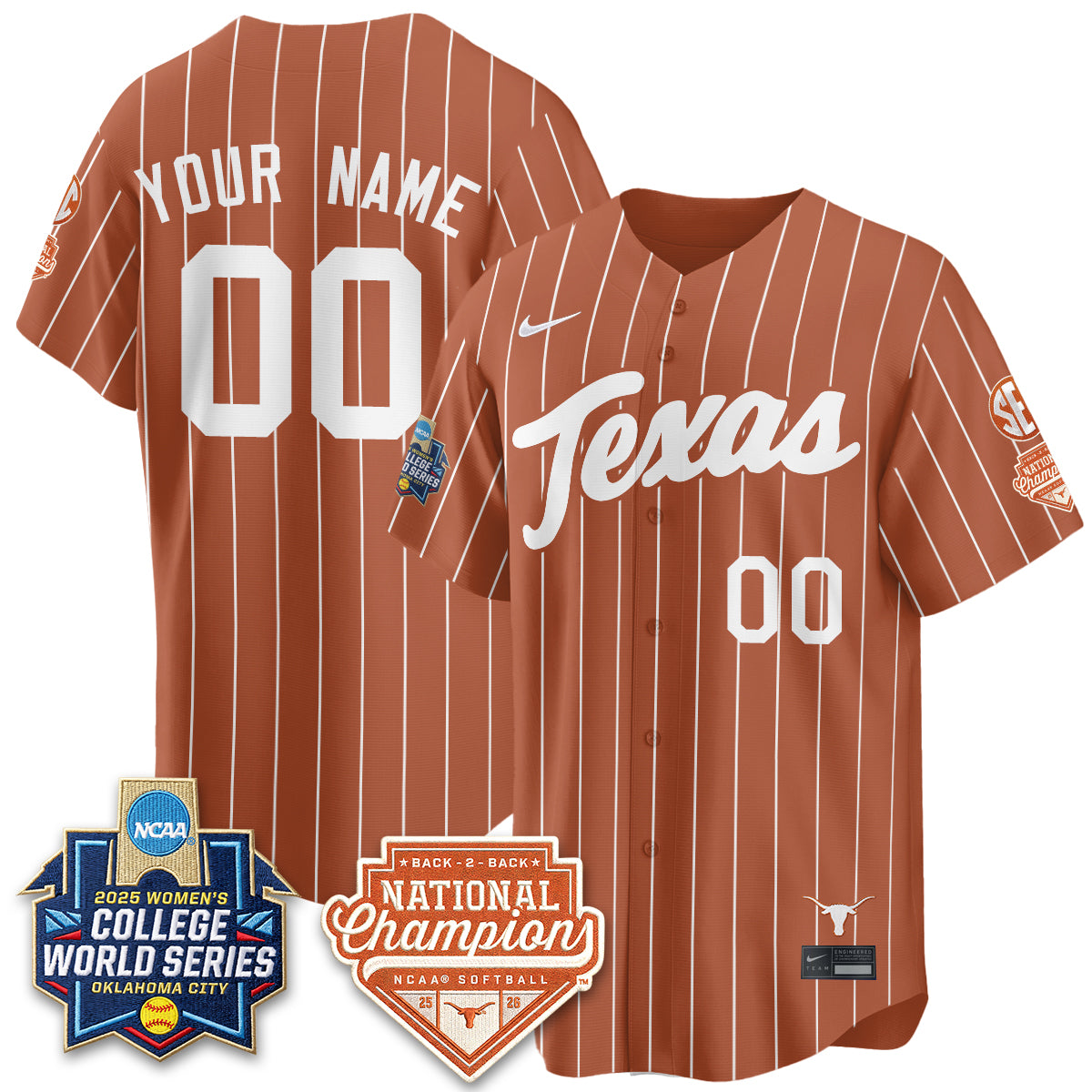 TEX Softball 2026 World Series (WCWS) Vapor Premier Limited Custom Jersey - B2B Champs - All Stitched