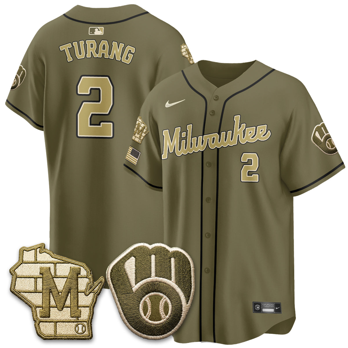 MIL New Era Olive 2026 Armed Forces Day Jersey - All Stitched