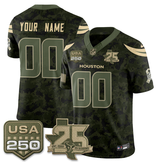 HOU 2026 Salute to Service Edition Vapor Custom Jersey - Stitched