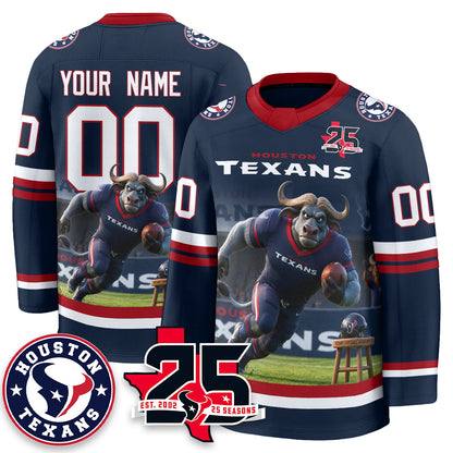Houston Texans x Bull Chief Edition Custom Hockey Jersey - Printed