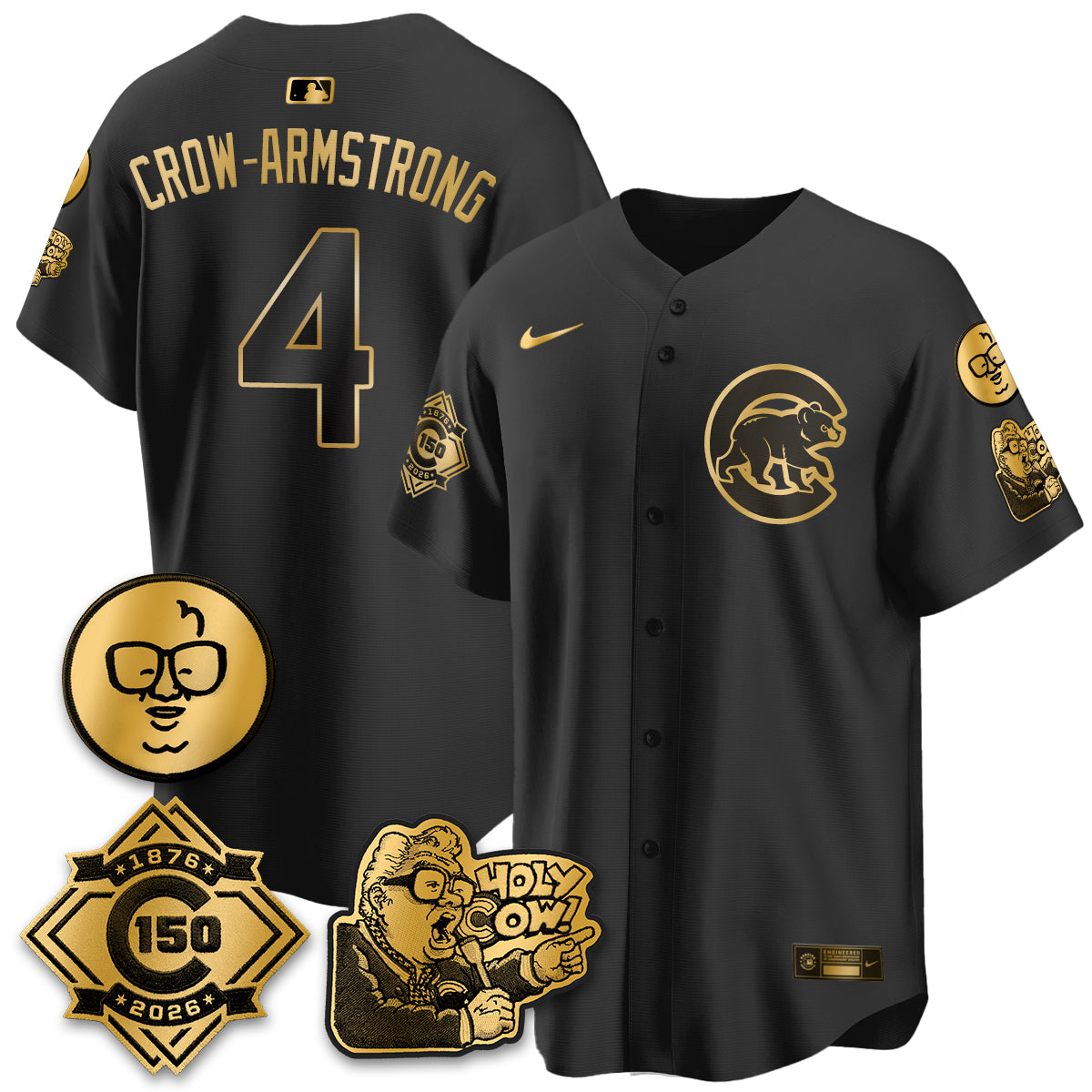 Chicago Cubs 150th Anniversary Harry Caray Holy Cow Vapor Premier Limited Jersey - All Stitched V3