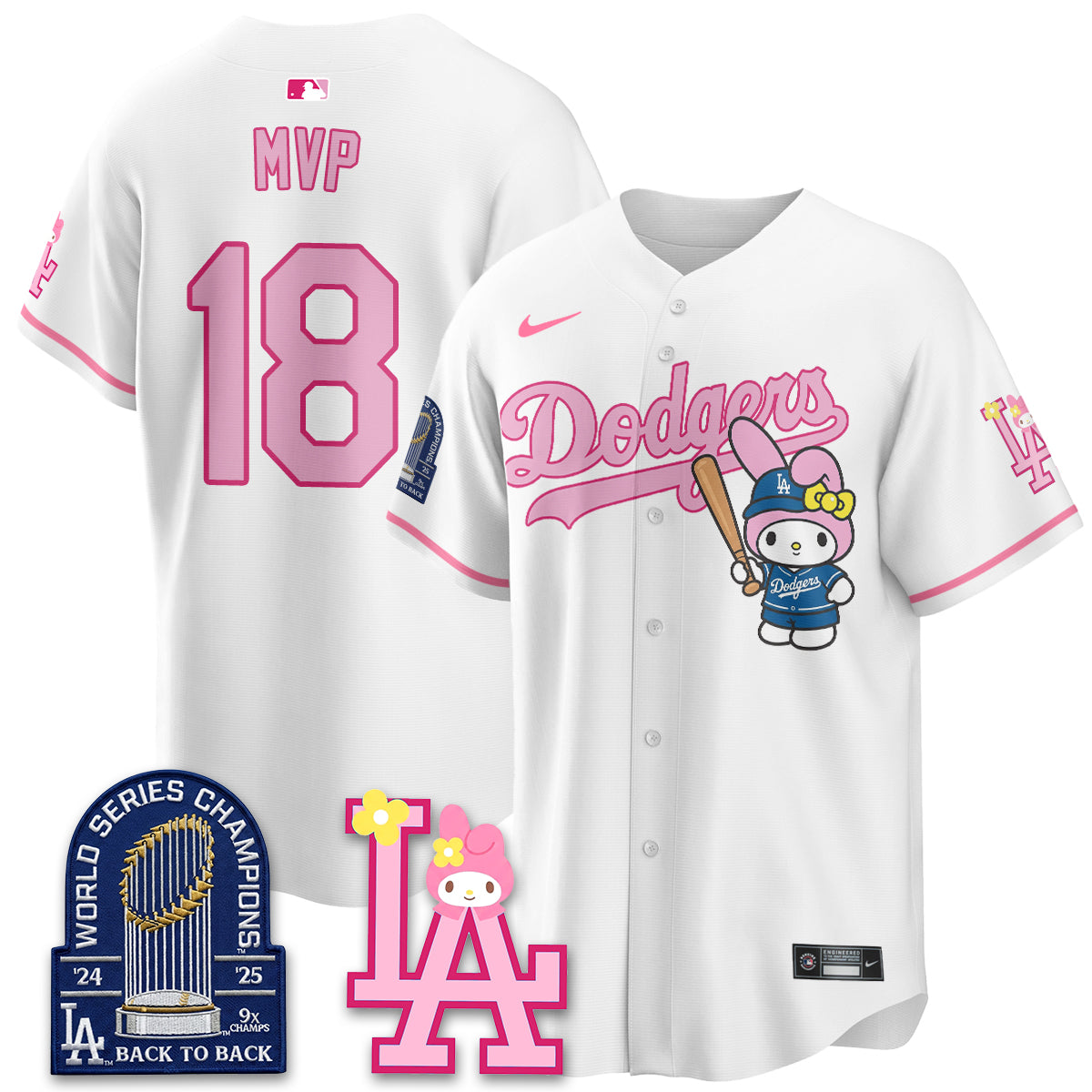 Los Angeles Dodgers My Melody Edition Vapor Jersey - Stitched