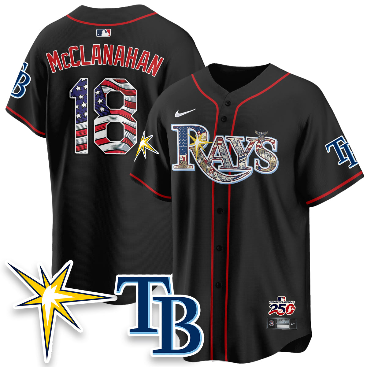 Tampa Bay Rays Independence Day USA 2026 Vapor Limited Jersey - Stitched