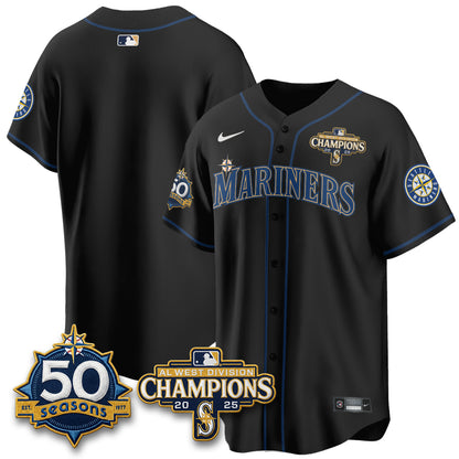 Seattle Mariners 50th Anniversary Black Out Style Vapor Premier Limited Jersey - All Stitched