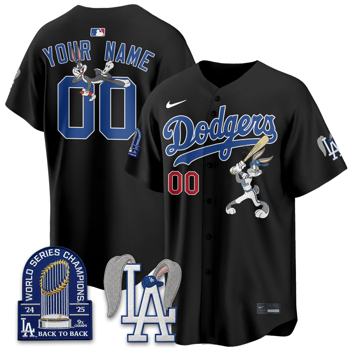 Los Angeles Dodgers Bunny Edition Vapor Custom Jersey - Stitched
