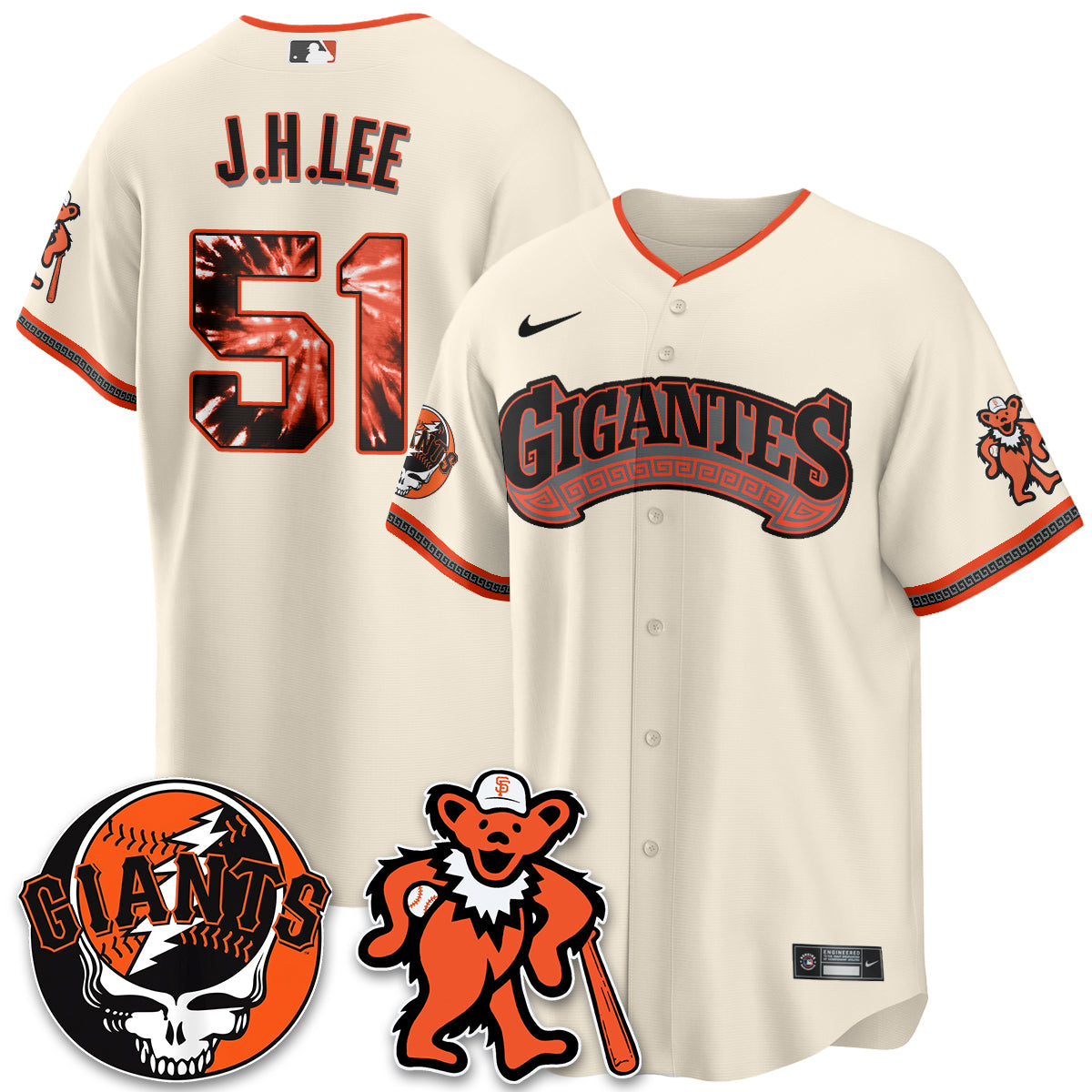 San Francisco Giants x Grateful Dead Vapor Jersey - Stitched