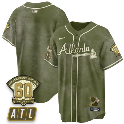 ATL New Era Olive 2026 Armed Forces Day Vapor Limited Jersey - All Stitched