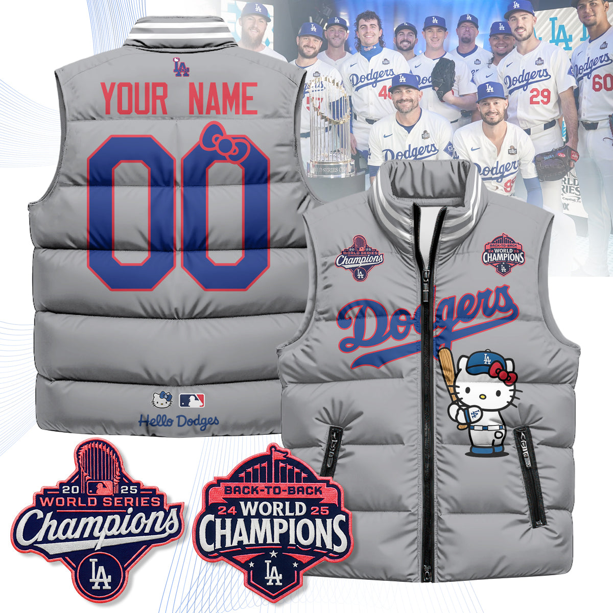 Los Angeles Dodgers Meow KT Edition Unisex Custom Puffer Vest - Printed