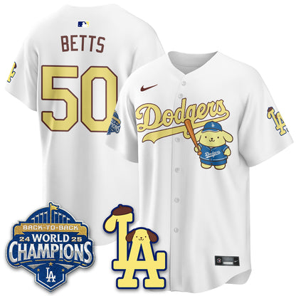 Los Angeles Dodgers Pompompurin Edition Vapor Jersey - Stitched