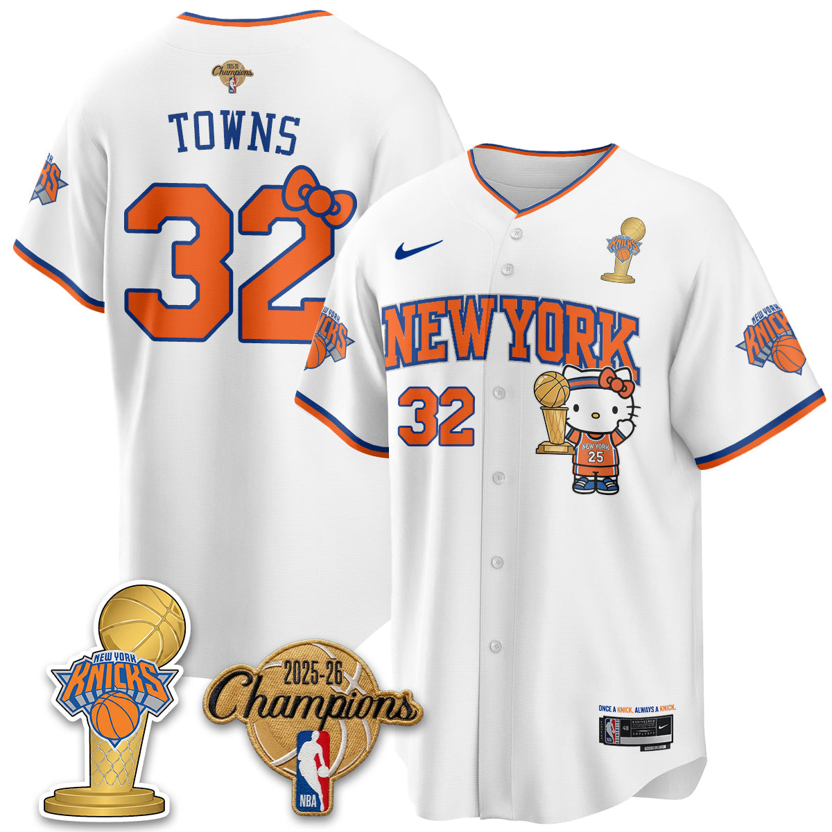 NYK 2026 NBA Champions x Meow Kitty Vapor Jersey - Stitched-NHM