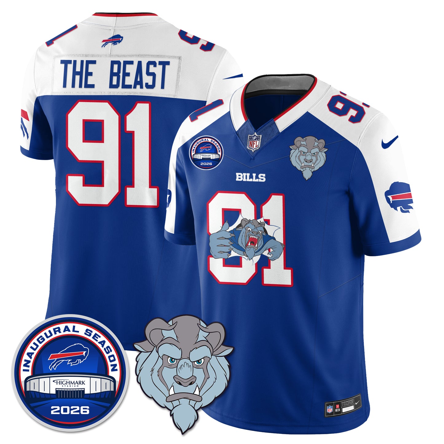 BUF x Hairy Blue Beast Edition Vapor Jersey - Stitched