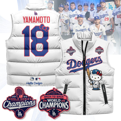 Los Angeles Dodgers Meow KT Edition Unisex Puffer Vest - Printed