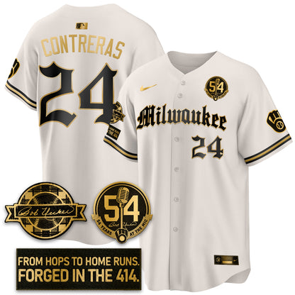 MIL Bob Uecker Patch Vapor Premier Limited Jersey - Gothic Edition - All Stitched