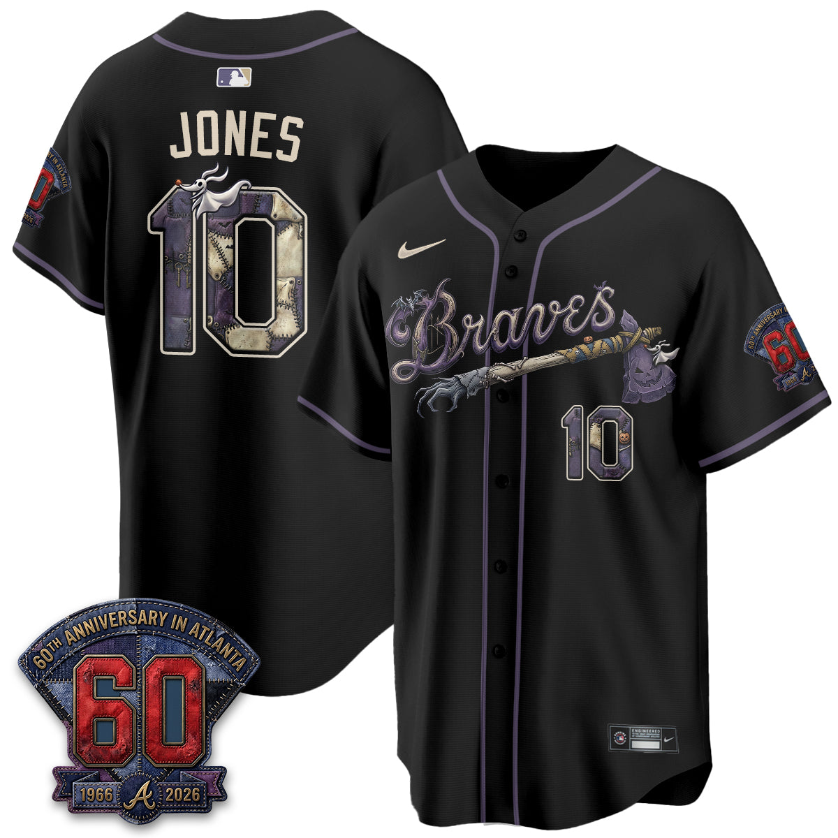 Atlanta Braves Nightmare Edition Vapor Jersey - Stitched