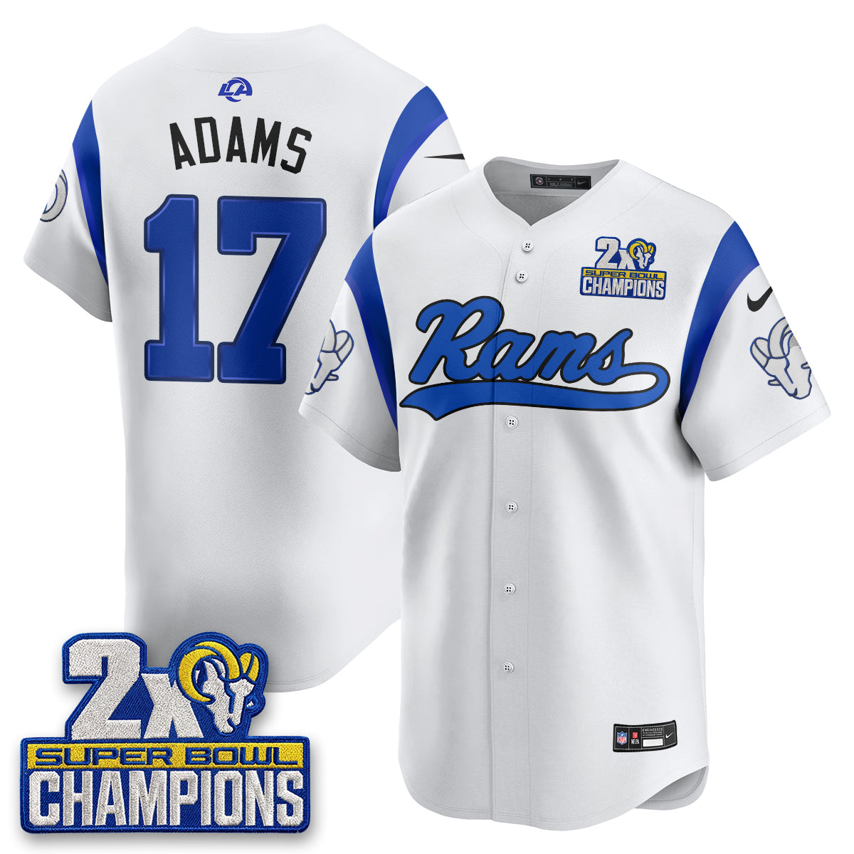 LAR 2X Champs Rivalries Baseball Vapor Jersey - Stitched