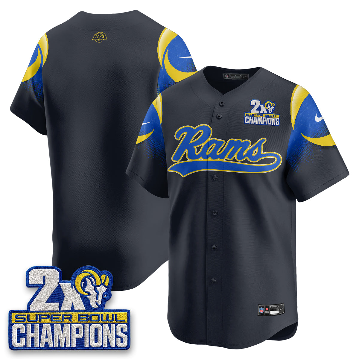 LAR 2X Champs Rivalries Baseball Vapor Jersey - Stitched