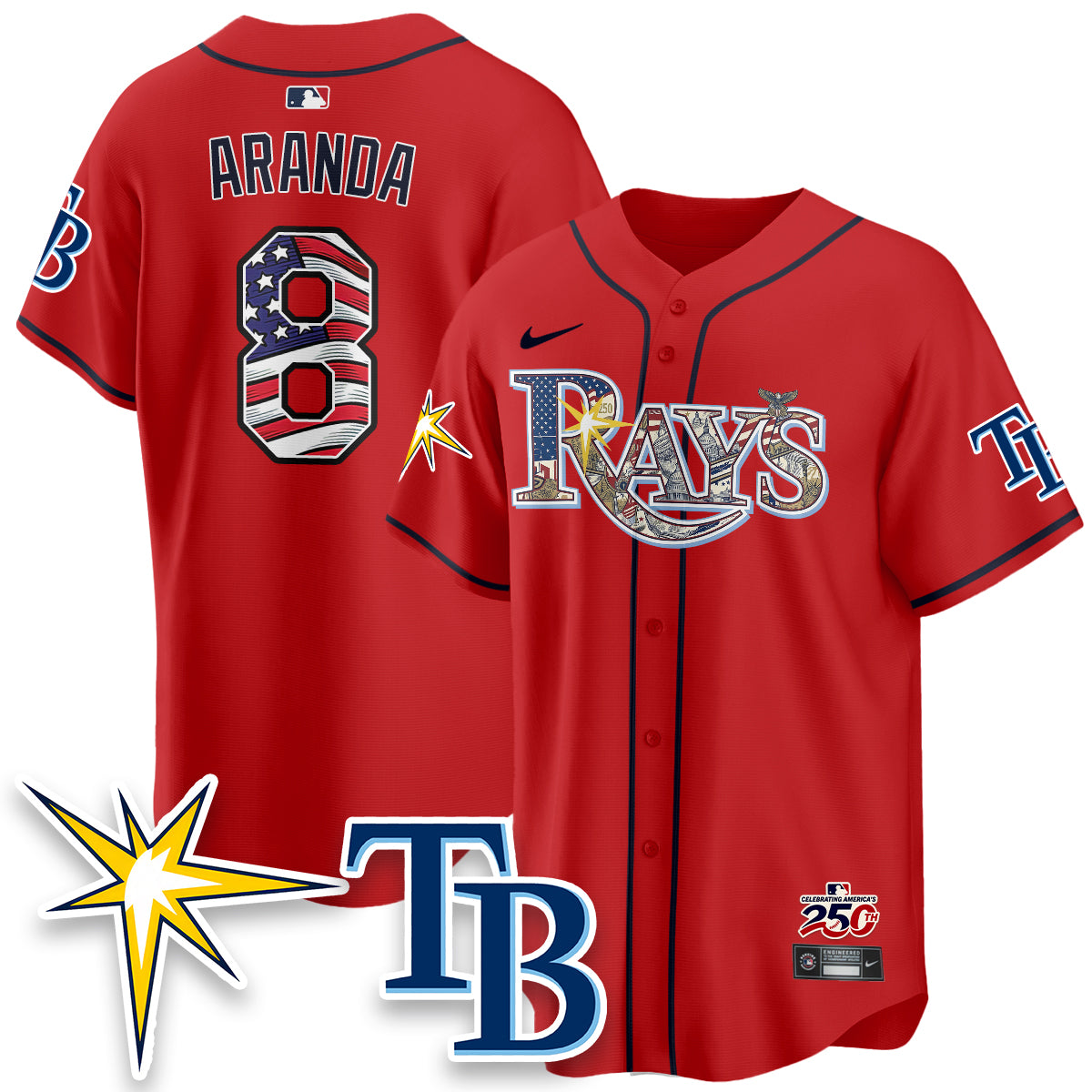 Tampa Bay Rays Independence Day USA 2026 Vapor Limited Jersey - Stitched