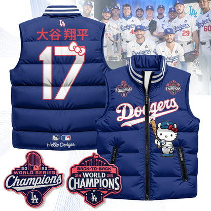 Los Angeles Dodgers Meow KT Edition Unisex Puffer Vest - Printed