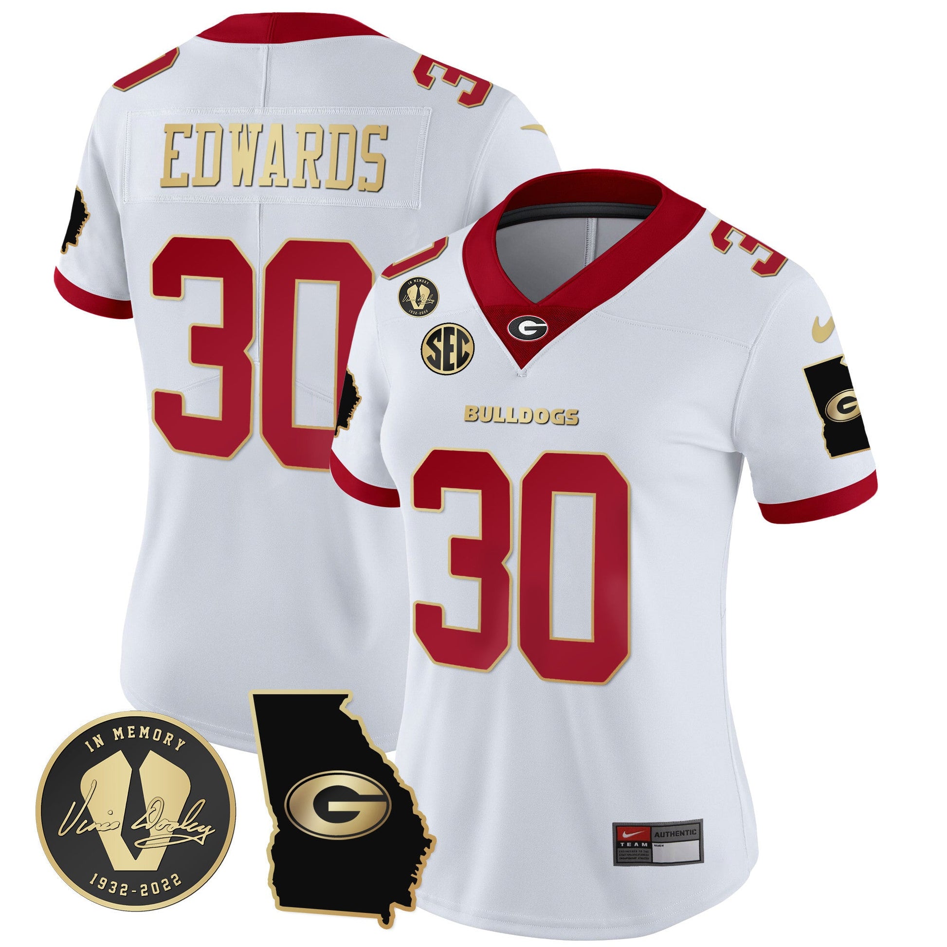 Women's Georgia Bulldogs 2023 Vapor Jersey V3 - Georgia Map - All Stitched