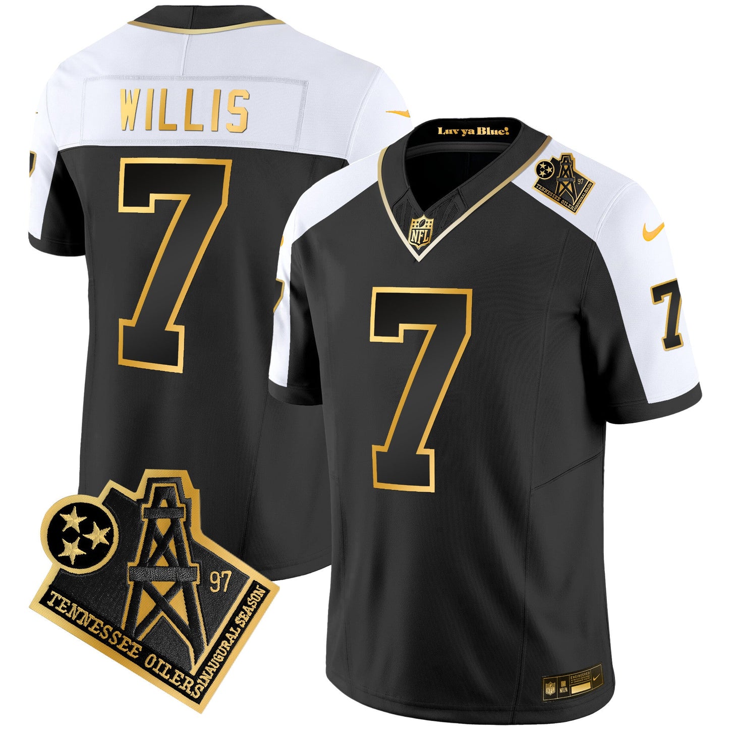 Men's Titans 1997 Throwback Gold Vapor Jersey - All Stitched
