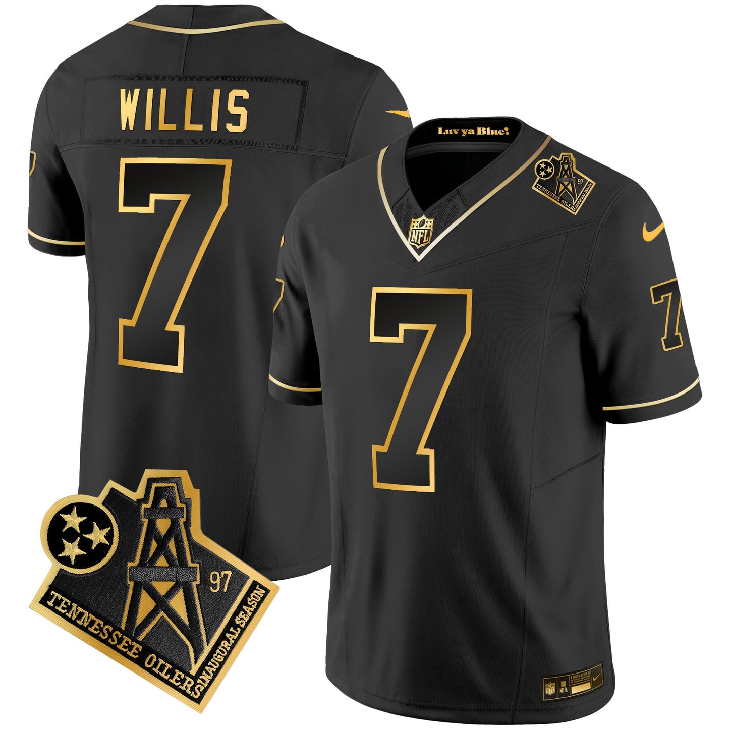 Men's Titans 1997 Throwback Gold Vapor Jersey - All Stitched