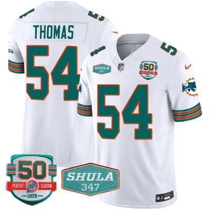 Men's Dolphins Throwback Shula 347 Patch Vapor Jersey - All Stitched